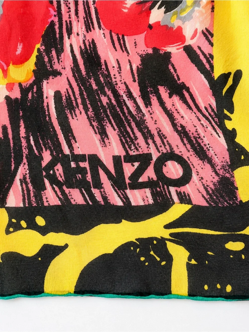 Vintage Kenzo Paris Oversized Mousseline Silk Poppy Floral Scarf Wrap 51x52